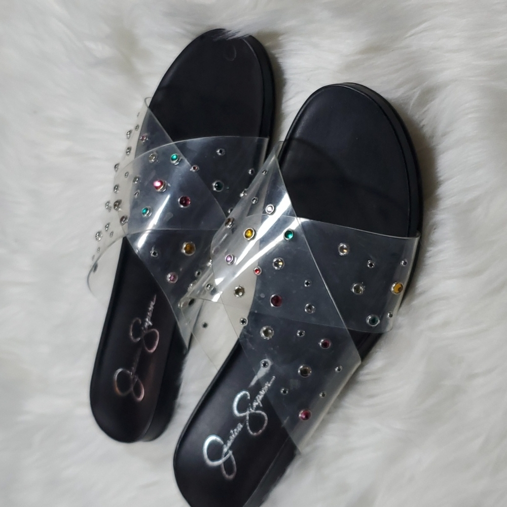 627) Jessica Simpson Jessica Simpson Womens Tislie Clear Rainbow 8.5M
